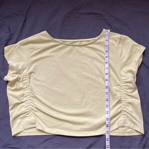 Old Navy PowerChill Cropped Activewear Go Dry Top Yellow Ruched Shirt Plus 2X